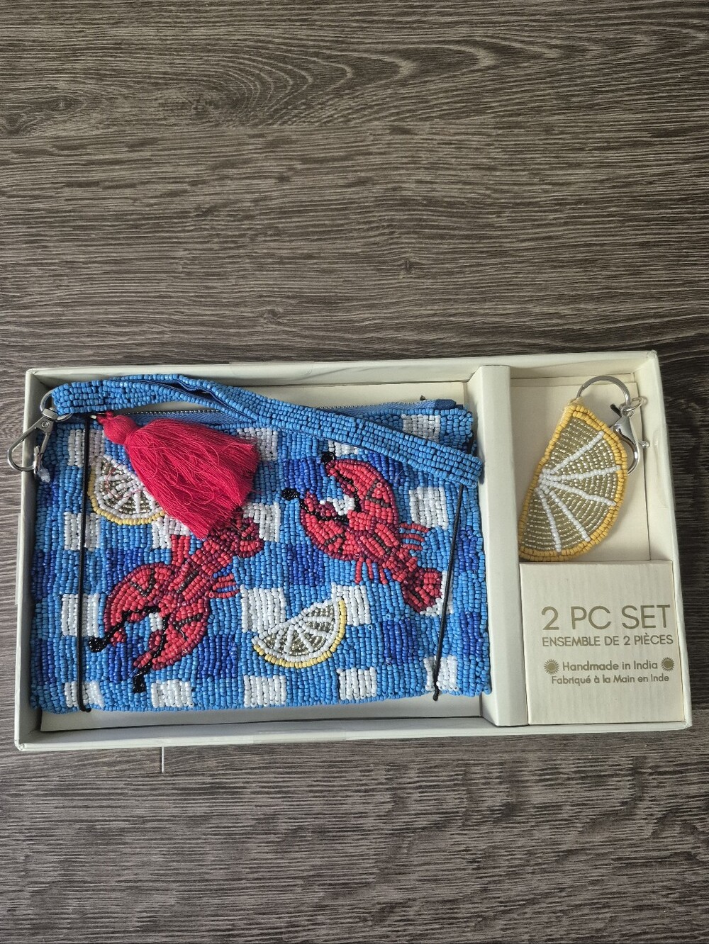 Sol And Mer Beaded Lobster Lemon Wristlet Set New Coastal